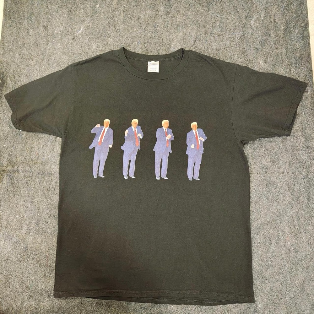 Port & Company Donald Trump Graphic Tee Black Mens Large Short Sleeve T-Shirt
